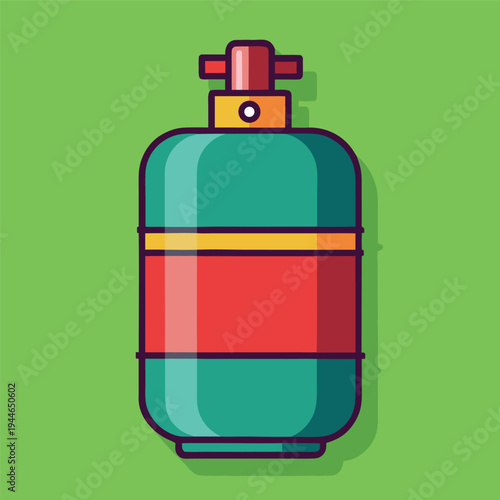 Flat vector illustration of a colorful LPG gas cylinder