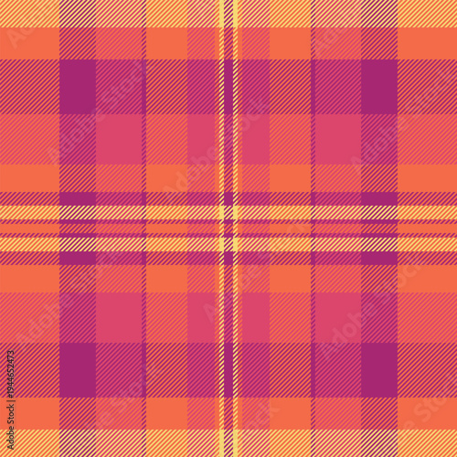 Premium seamless textile background, 20s tartan plaid fabric. December vector texture check pattern in red and pink colors.
