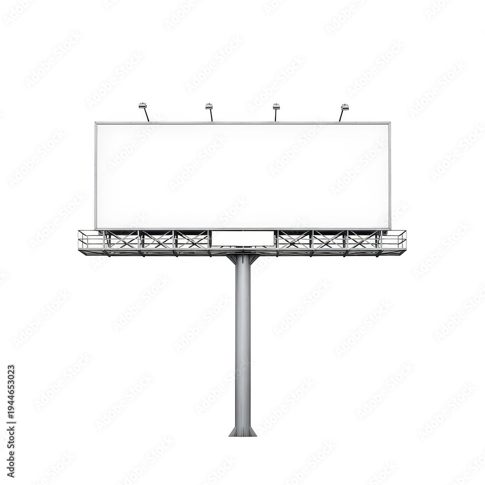 Obraz premium A billboard structure mounted on a single metal pole against a plain background
