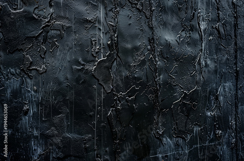 Photo of Peeled black paint on painted plaster wall. Background texture for backdrops or mapping