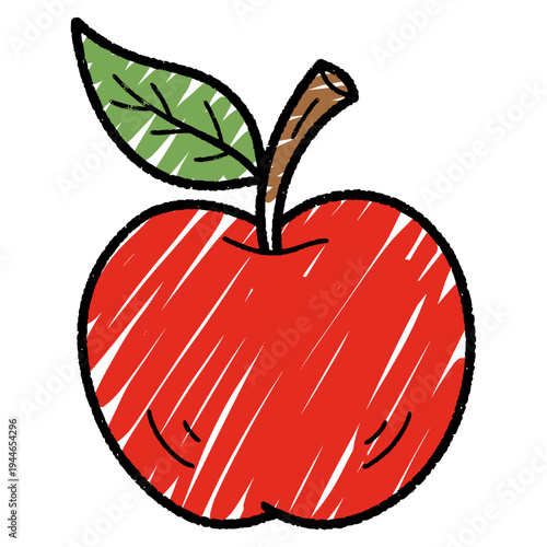 Konstfotografi fresh red apple cartoon hand drawn