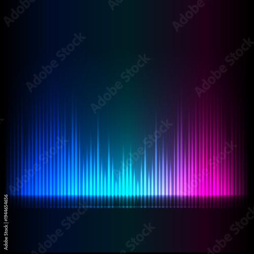 Neon sound wave gradient background with blue pink light effect