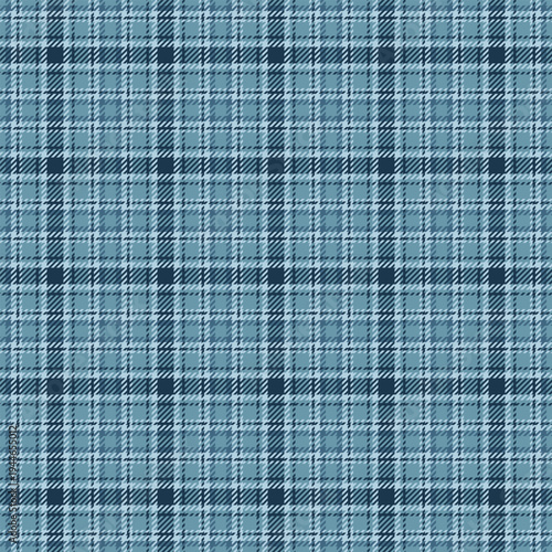 Crossed tartan textile plaid, fashion fabric vector pattern. Fashionable texture check background seamless in cyan and light colors.