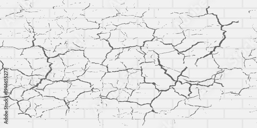 Cracked white brick wall texture, seamless cladding pattern for interior decoration, kitchen backsplash, plastic panel, building exterior design. Abstract minimalist background, vector eps 10
