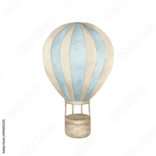 Baby print with  hot air balloon. Vector cute  illustration on white background