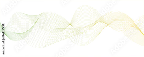 Abstract white background with wavy green lines and a pink ribbon gift for a holiday wedding