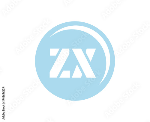 ZX sport emblem or team logotype. Ball logo with a combination of Initial letter Z and X for balls shop, sports company, training, club badge.