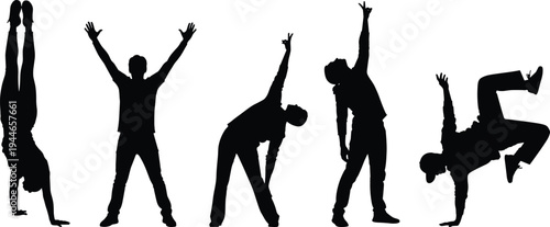 High voltage power lines silhouette with electrical utility poles, transformers, and transmission towers, energy infrastructure, electricity supply, industrial power grid vector.