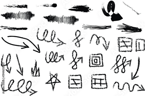 set of hand drawn ink splashes