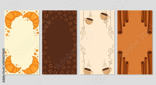 Coffee and Croissant Story Templates: Delicious Breakfast and Cafe Backgrounds