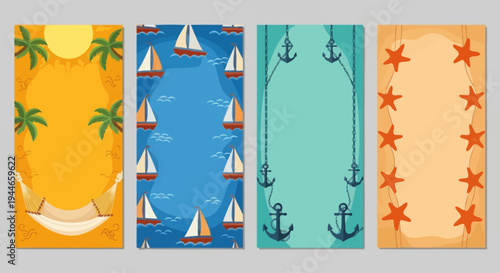 Summer Vacation Mobile Templates: Beach, Sailing, Anchors, Starfish