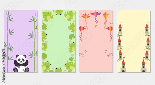 Cute Animal and Fantasy Elements Border Templates for Kids