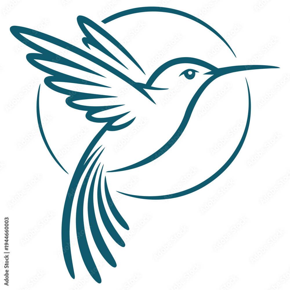 Obraz premium Graceful hummingbird with elegant long tail feathers in mid-flight illustration