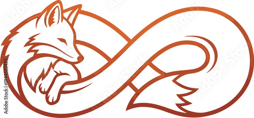 Elegant fox logo design skillfully integrating the concept of an infinity symbol, showcasing a blend of nature and abstract elements for modern branding.