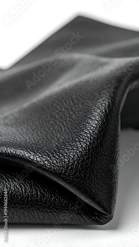 Close-up of Black Leather Texture - Rich Grain and Subtle Details.