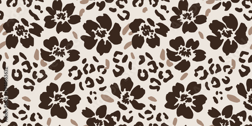 Taupe and Espresso Botanical Leopard Seamless Design
