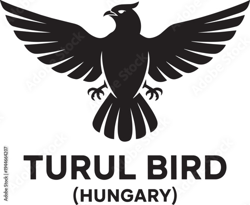 Hungarian Turul Bird Vector Illustration. Mythological Eagle or Falcon Silhouette.