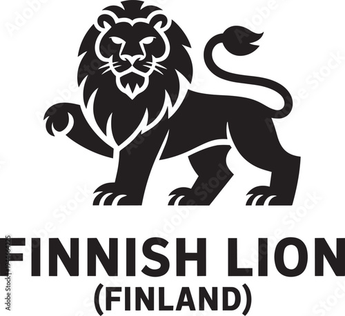 Minimalist black heraldic lion vector graphic