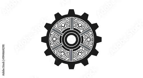 Intricate gear design with ornate patterns.