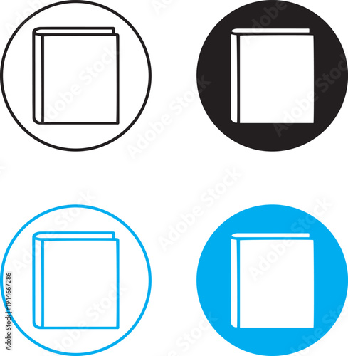 book and library education icon set, minimal outline academic symbols