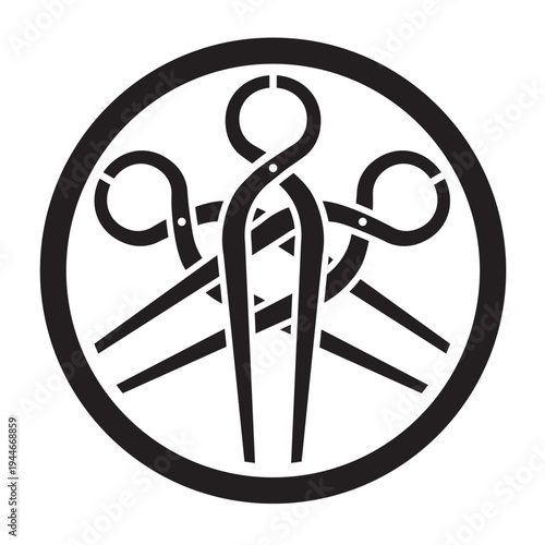 日本の伝統的な器物紋の家紋「釘抜き紋」のイラストベクターデータ