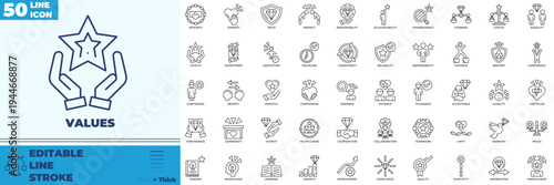 Values Line Editable Icons set