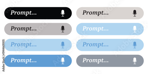 Web prompt bar symbol collection. Simple prompt bar with microphone vector style graphic design. Interface concept with ai icon for website. Vector illustration.