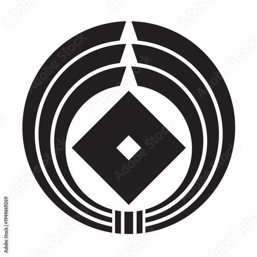 日本の伝統的な器物紋の家紋「釘抜き紋」のイラストベクターデータ