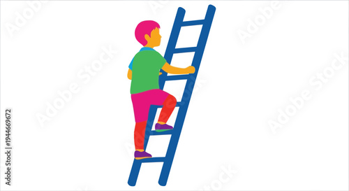 Child Climbing Ladder Towards Success