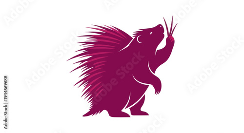 Stylized Porcupine Reaching Up with Quills
