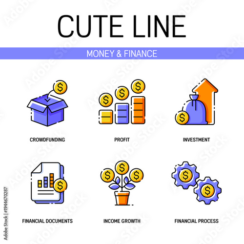 Finance related icons set contains flourishing money tree, financial report graph, crowdfunding or investing elements of and more. Flat filled outline style. Pixel perfect. Editable stroke
