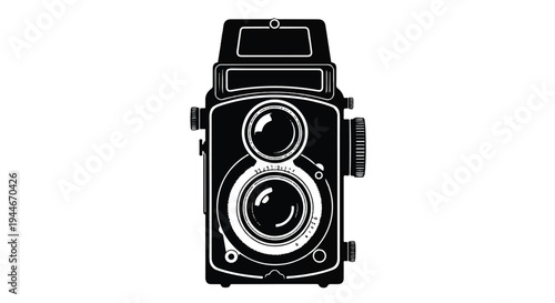 Vintage twin lens reflex camera silhouette