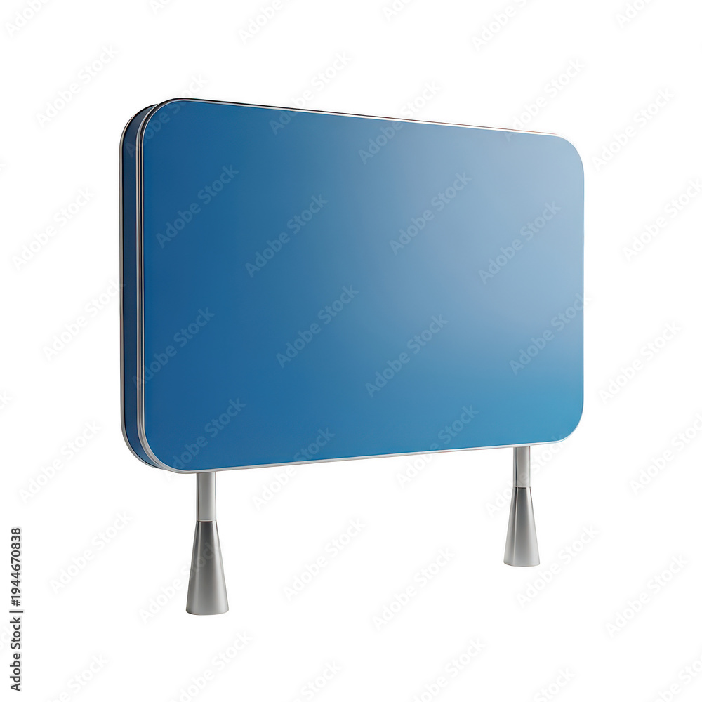 Obraz premium Modern blue standing desk monitor riser with adjustable height