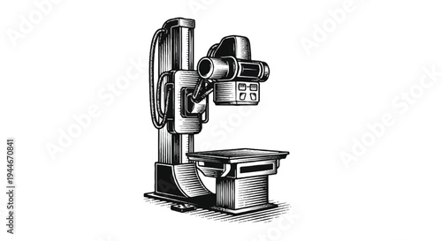 Vintage mechanical drill press illustration isolated on white