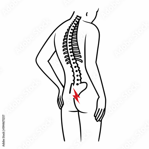 Minimal Spine Back Pain Line Art Vector Orthopedic Illustration