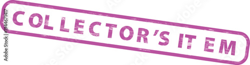 Purple collectors item stamp on with bold text