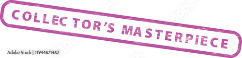 Collectors masterpiece stamp on with purple text and outline