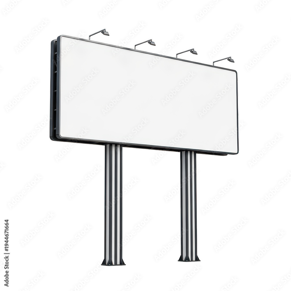 Fototapeta premium Large billboard mounted on two supporting poles in an urban setting