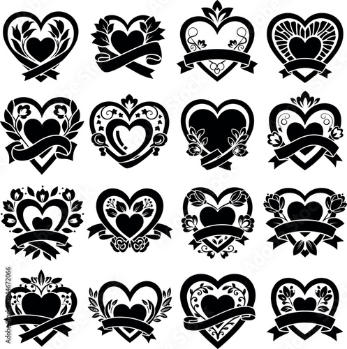 Set of heart shaped vector designs for valentines day
