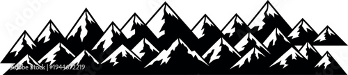 Jagged mountain range panorama silhouette vector