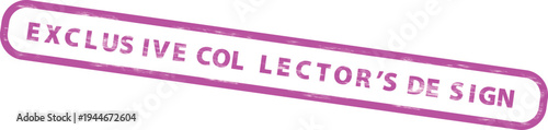 Exclusive collectors design stamp with purple text