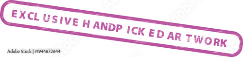 Exclusive handpicked artwork stamp with purple text