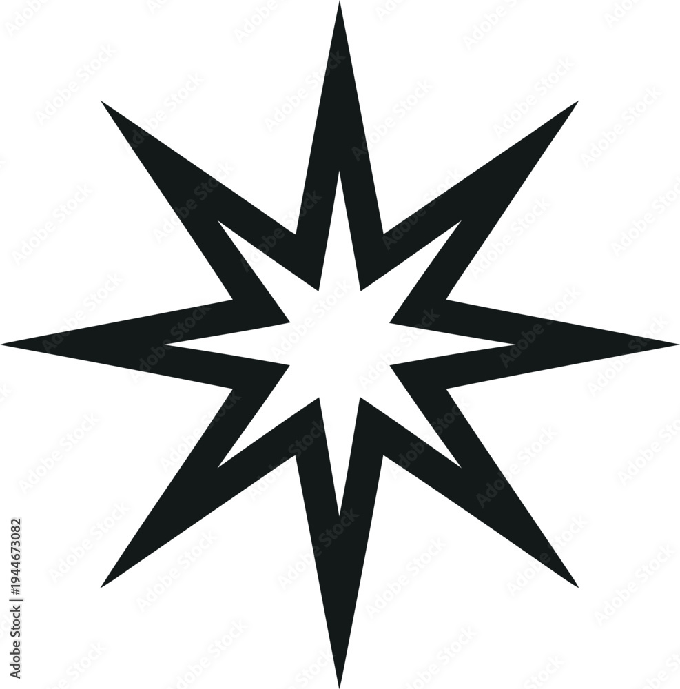 Fototapeta premium Black and White Star Icon – Simple Rating & Favorite Symbol Vector