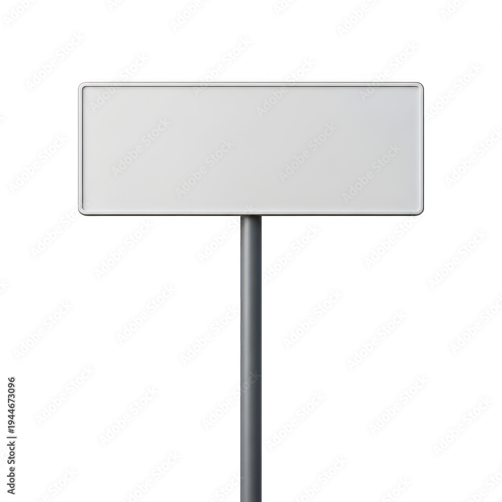 Fototapeta premium Simple rectangular sign mounted on a thin metal pole