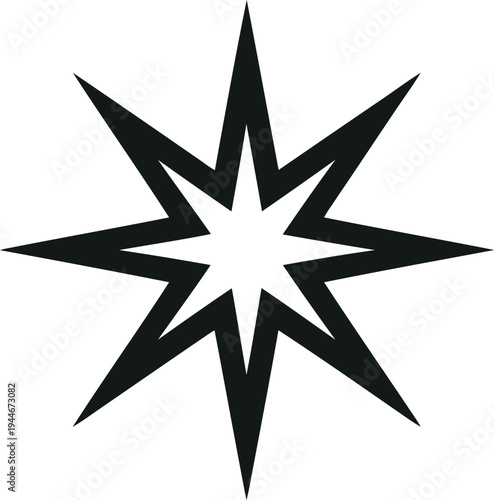 Black and White Star Icon – Simple Rating & Favorite Symbol Vector