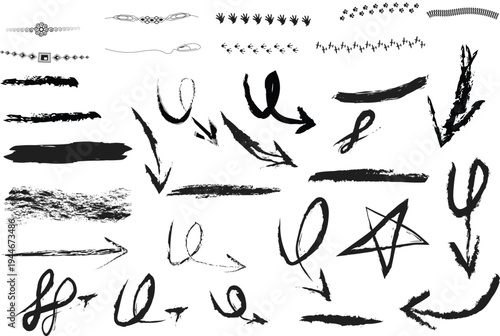 set of hand drawn sketch arrows