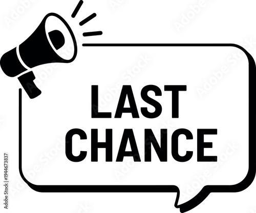 Retro megaphone icon announcing last chance sale or limited time offer notification