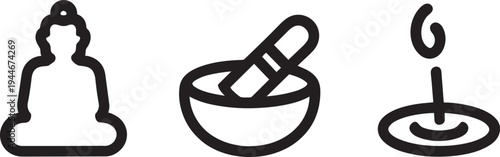 Meditation, Healing, and Serenity Outline Icon Set