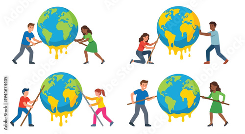 Celebrating world book day with diverse people reading and stacked books