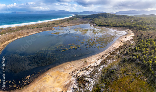 Big lagoon and the neck beach in Bruny island, Tasmania